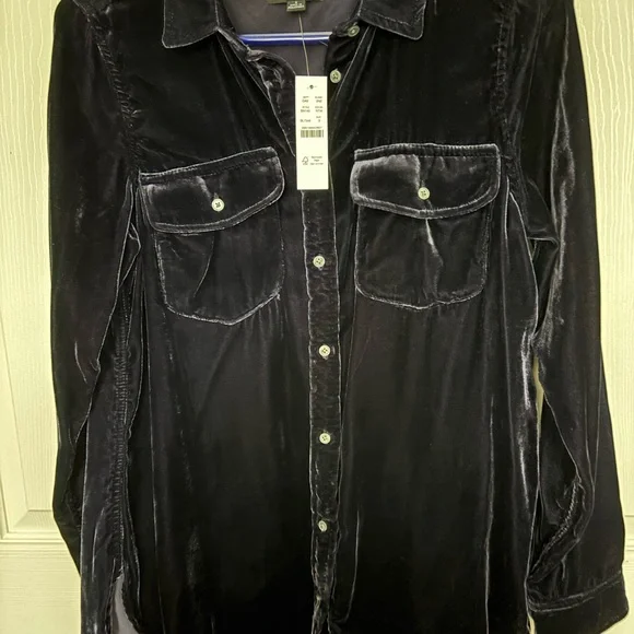 J. Crew Velvet Button Down Shirt - Dark Purple/Blue - Picture 4 of 9